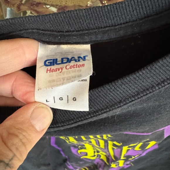 Gildan Black Tee with Purple and Yellow Graphic - Picture 2 of 2